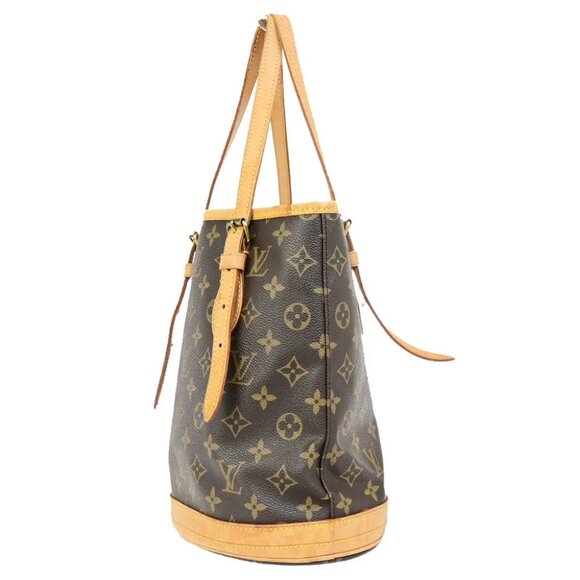 LOUIS VUITTON BUCKET PM Shoulder Tote Bag Monogram Leather Brown - Picture 9 of 16